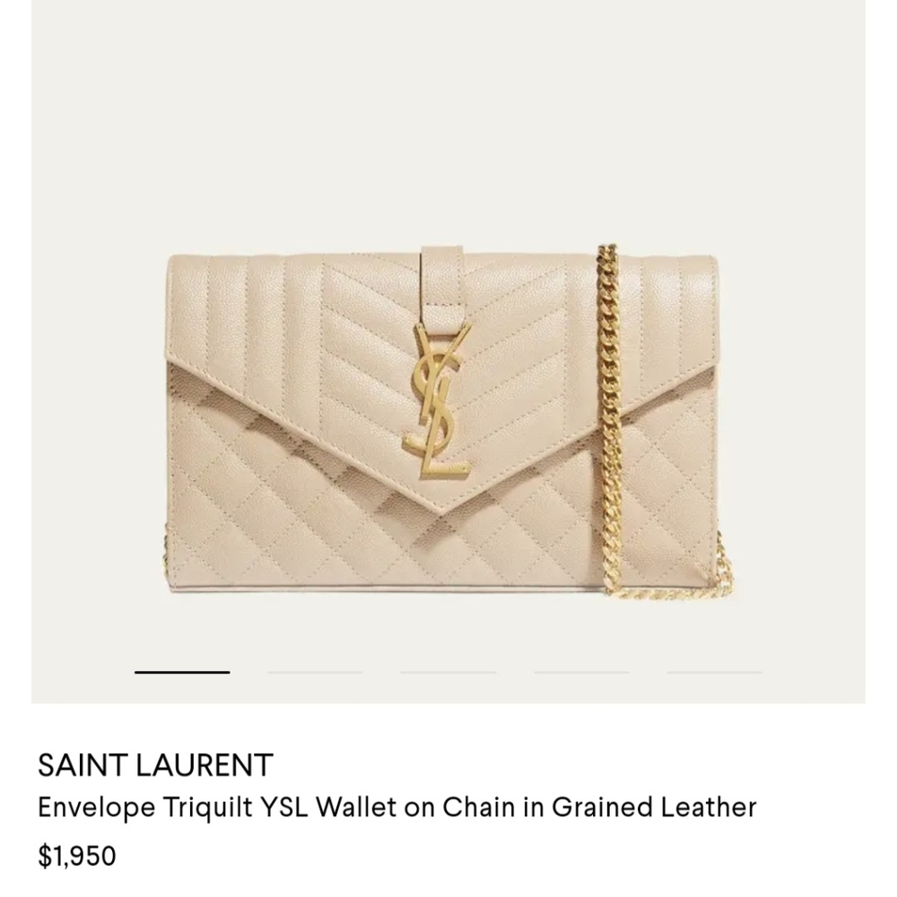 Saint LaurentEnvelope Triquilt YSL Wallet on Chain in Grained Leather